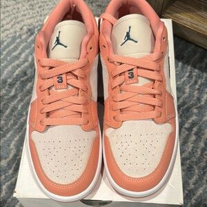 Nike Sneakers in Orange and Cream with Low-Top Design and Traditional Lacing
